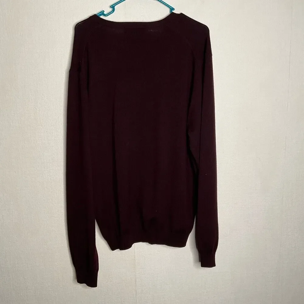 Brooks Brothers Large Men’s Pullover V-Neck Pecan/Chestnut Brown Wool Sweater L‎